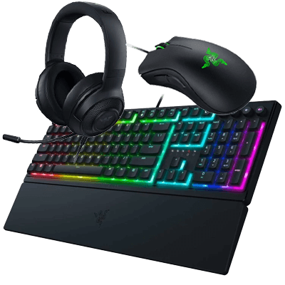 Razer Gaming Bundle (Includes Deathadder Essential Wired Mouse + Ornata V3 Wired Keyboard + Kraken X Lite Wired Headset)