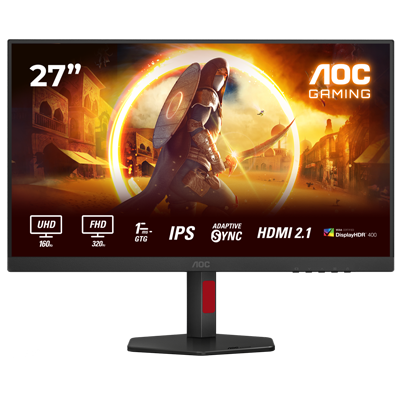 27" AOC AGON U27G4R 0.5MS 160Hz UHD 4K 0.3MS 320Hz FHD HDMI / DP / USB Flat Fast IPS, Adaptive Sync Dual Frame Monitor