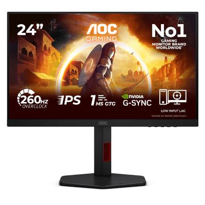 AOC 23.8" AGON 24G4ZR 0.3MS 260Hz FHD 1080P Flat Fast IPS Adaptive Sync & G-Sync Compatible Monitor