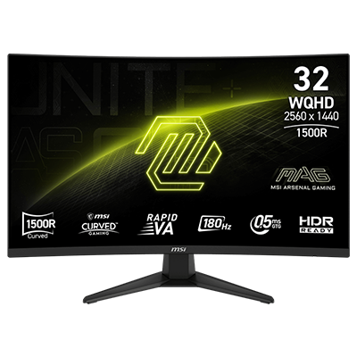 MSI 31.5" MAG 321CQF E18 0.5MS 180Hz WQHD 1440P Curved Fast VA & Adaptive Sync Monitor