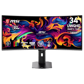 MSI 34 MPG 341CQR QD-OLED X36 0.03MS 360Hz WQHD 1440P Curved QD-OLED G-Sync Compatible & FreeSync Premium Pro Monitor