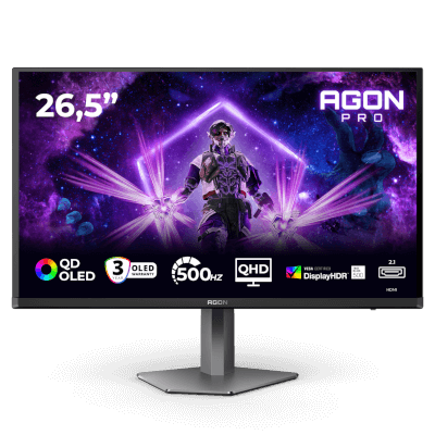AOC 26.5" AGON PRO AG276QKD2 0.03MS 500Hz QHD 1440P Flat QD - OLED & Adaptive Sync Monitor (VESA Certified DisplayHDR™ True Black 500)