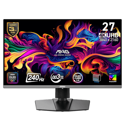 MSI 26.5" MAG 272UP QD-OLED X24 0.03MS 240Hz UHD 4K Flat QD-OLED & G-SYNC Compatible Monitor