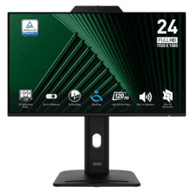 23.8 MSI PRO MP242PMG 1MS 120Hz FHD 1080P HDMI / DP Flat IPS & Adaptive-Sync Monitor w/ Built-In Webcam