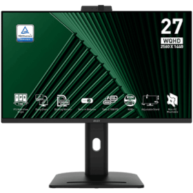 27 MSI PRO MP275QPDG 1MS 100Hz WQHD 1440P HDMI / DP / UPS Flat IPS & Adaptive-Sync Monitor w/ Built-In Webcam
