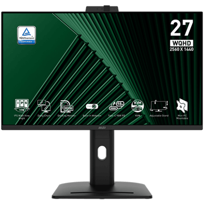 27" MSI PRO MP275QPDG 1MS 100Hz WQHD 1440P HDMI / DP / UPS Flat IPS & Adaptive-Sync Monitor w/ Built-In Webcam