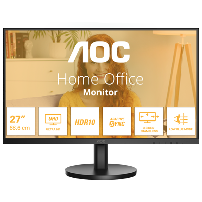 AOC 27" U27B3M 4MS 60Hz UHD 4K Flat VA Adaptive Sync Monitor