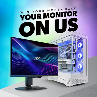 To enter the MSI Monitor Giveaway Prize Draw, purchase any desktop with an MSI motherboard and MSI monitor (3 winners - promotion ends 12 April).